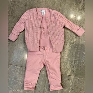 Ralph Lauren Pink Kids Cardigan and Jeans Set